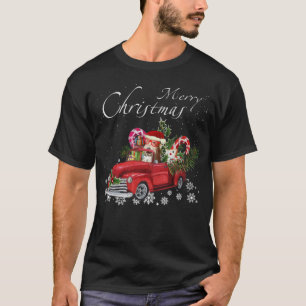 Niedlich Santa Fox Terrier Riding Red Truck Merry T-Shirt