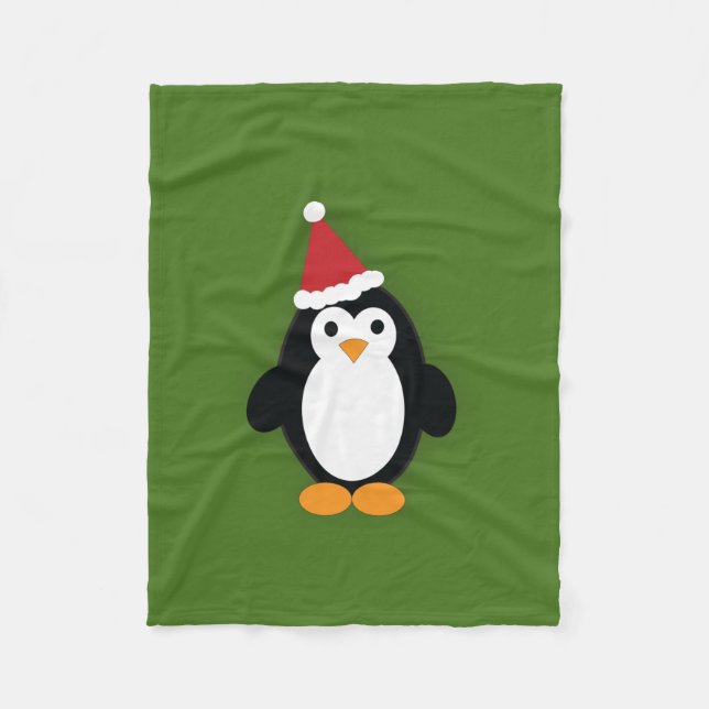 Niedlich Santa Penguin Fleecedecke (Vorderseite)