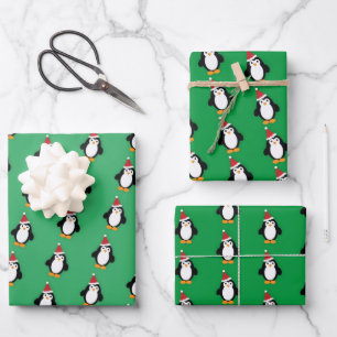 Niedlich Santa Penguin Geschenkpapier Set