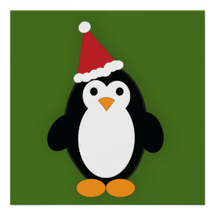 Niedlich Santa Penguin Poster