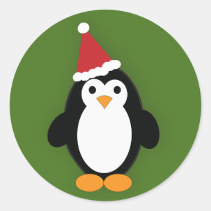 Niedlich Santa Penguin Runder Aufkleber