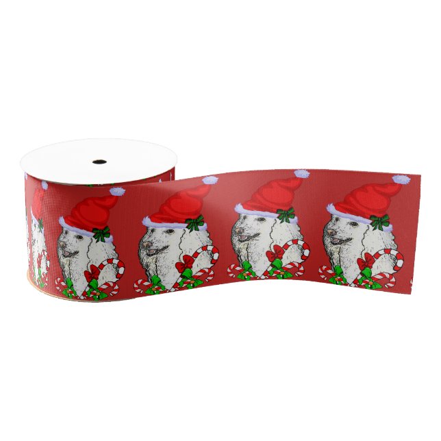 Niedlich Santa Poodle Weihnachten Ripsband (Spule)