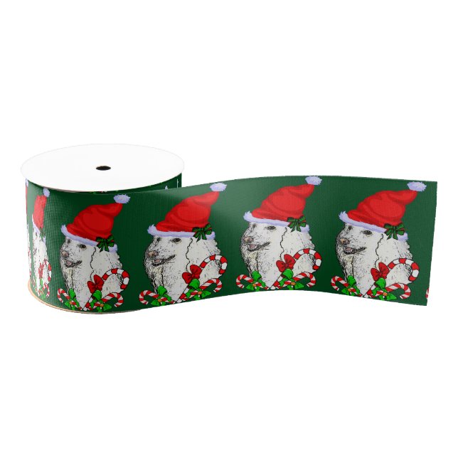 Niedlich Santa Poodle Weihnachten Ripsband (Spule)