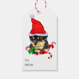Niedlich Santa Puppy Rottweiler Weihnachten Geschenkanhänger