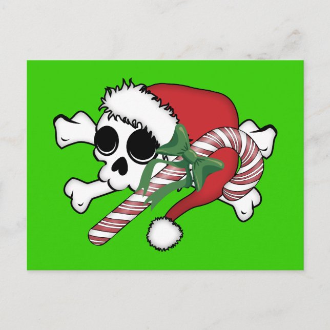 Niedlich Santa Skull Feiertagspostkarte (Vorderseite)
