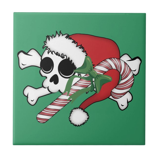 Niedlich Santa Skull Fliese (Vorderseite)