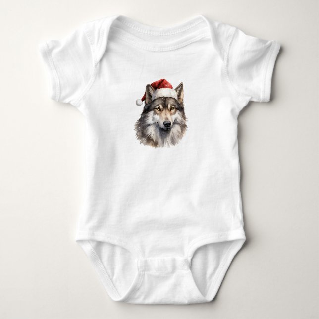 Niedlich Santa Wolf Baby Strampler (Vorderseite)