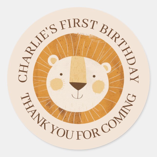 Niedlich Sarafi Lion Birthday Vielen Dank Runder Aufkleber (Vorderseite)