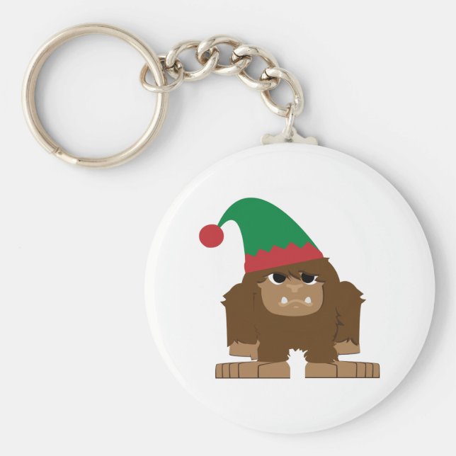 Niedlich Sasquatch Weihnachtself Schlüsselanhänger (Vorne)