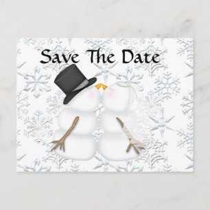 NIEDLICH Save the Date BRIDE & GROOM Snowman Ankündigungspostkarte