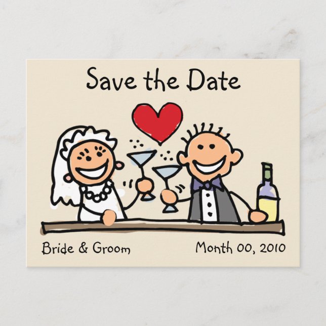 Niedlich Save the Date Postkarten (Vorderseite)