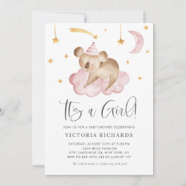 Niedlich Schlafen Koala Pink Es ist eine Girl Baby Einladung