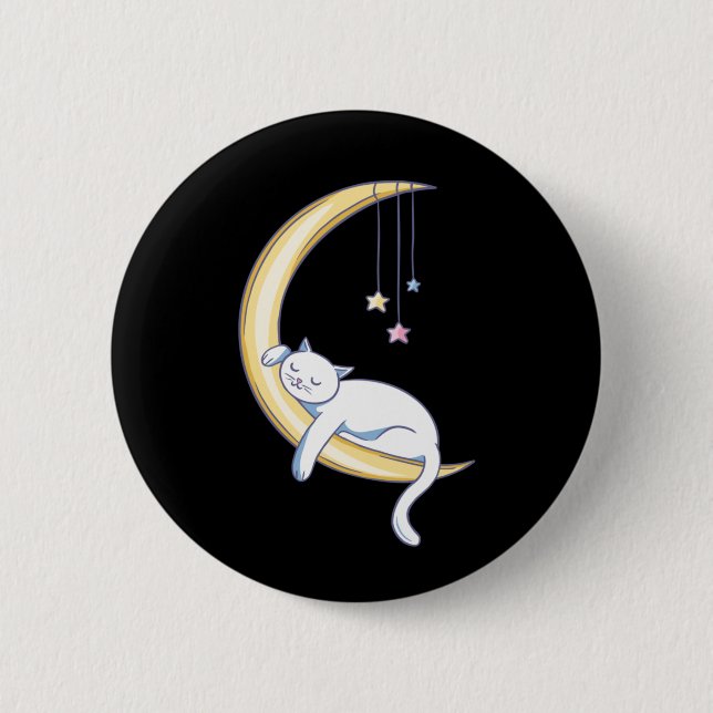 Niedlich Schlafende weiße Katze Button (Vorderseite)