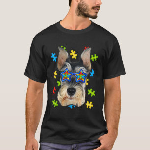 Niedlich Schnauzer Autism Puzzle Sonnenbrille Welp T-Shirt