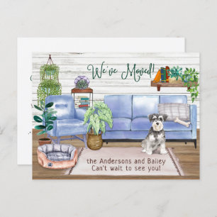 Niedlich Schnauzer Cosy New Zuhause Moving Ankündigungspostkarte