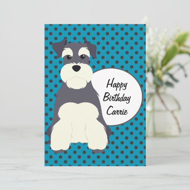 Niedlich Schnauzer und Polka Dots Geburtstag (Stehend Vorderseite)