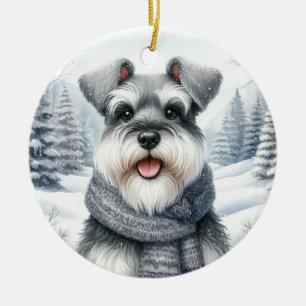 Niedlich Schnauzer Winter Wonderland Weihnachten Keramik Ornament