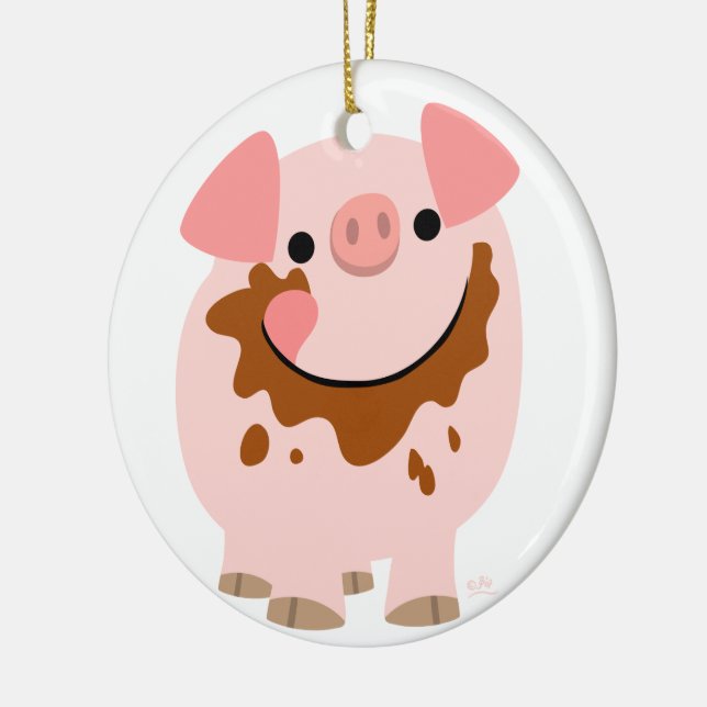 Niedlich Schokolade Cartoon Schweinefleisch Keramikornament (Links)