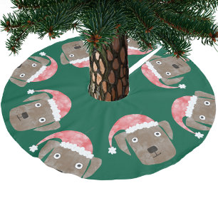 Niedlich Schokolade Labrador Retriever Hund in Wei Polyester Weihnachtsbaumdecke