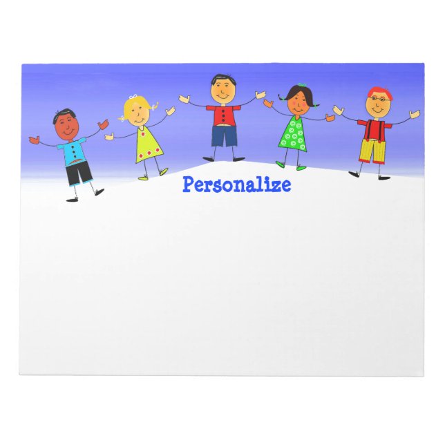 Niedlich School Kids Lehrer Personalisiert Notepad Notizblock (Vorderseite)