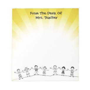 Niedlich School Kids Teacher Notepad Notizblock