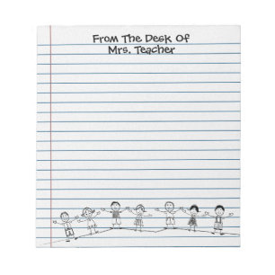 Niedlich School Kids Teacher Notepad Notizblock