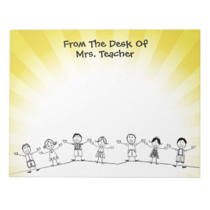 Niedlich School Kids Teacher Notepad Notizblock