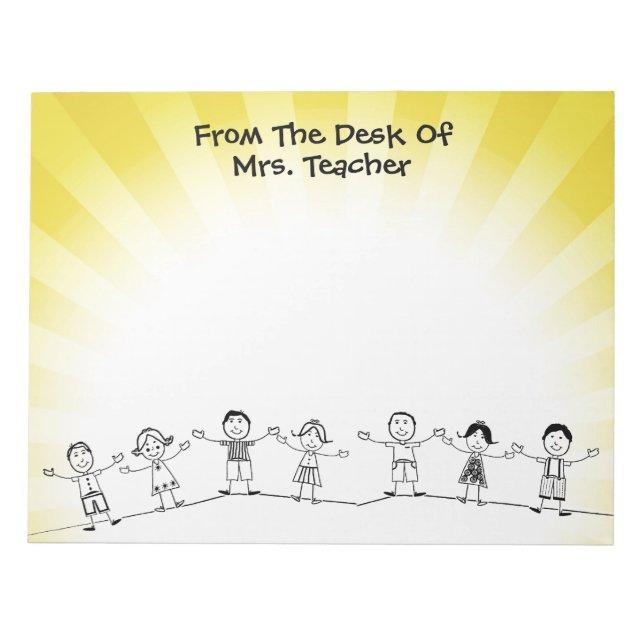 Niedlich School Kids Teacher Notepad Notizblock (Vorderseite)