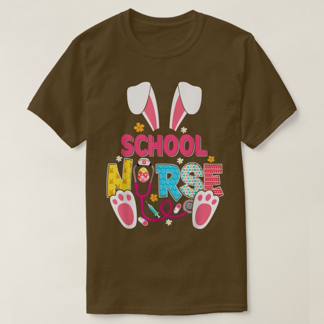 Niedlich School Nurse Funny Bunnies Ostern RN Nied T-Shirt (Design vorne)