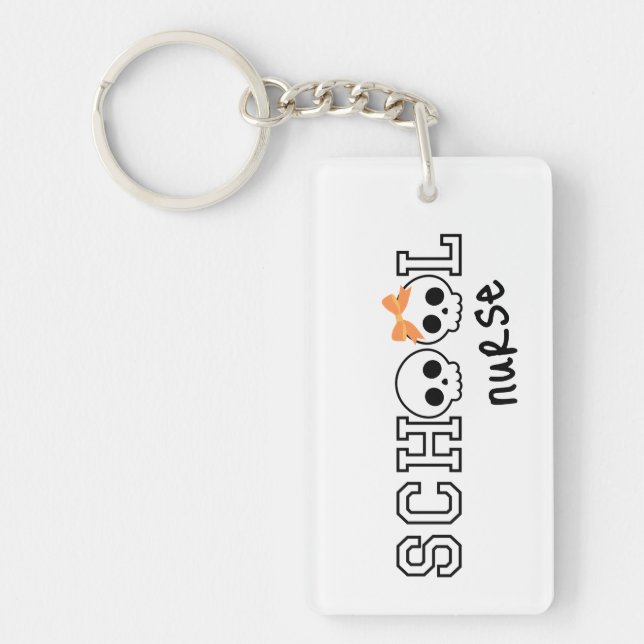 Niedlich School Nurween Halloween Spooky Skull Schlüsselanhänger (Vorderseite)