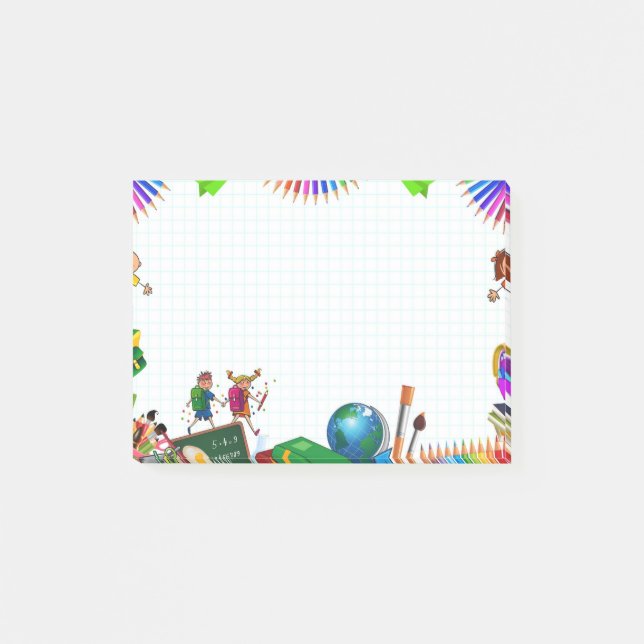 Niedlich School Personalisiert Post-it-Notizen Post-it Klebezettel (Vorderseite)