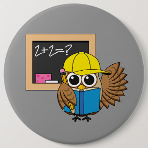 Niedlich School Student Owl Cartoon Button