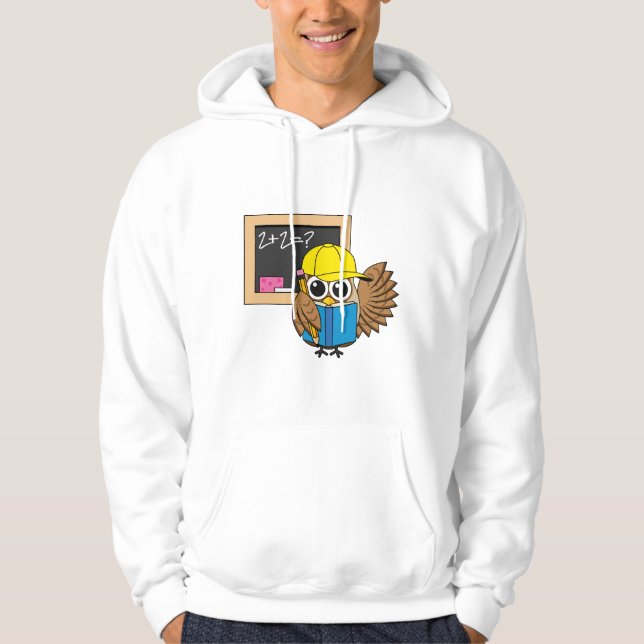 Niedlich School Student Owl Cartoon Hoodie (Vorderseite)