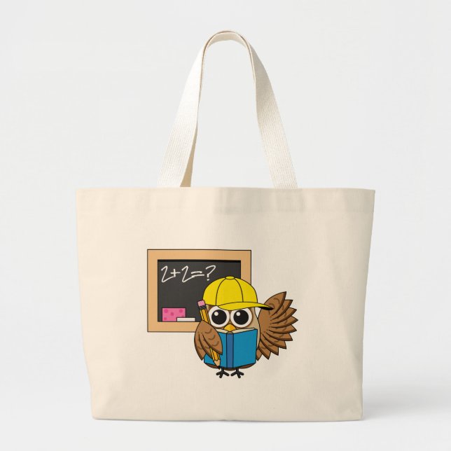 Niedlich School Student Owl Cartoon Jumbo Stoffbeutel (Vorne)