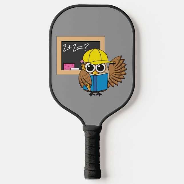 Niedlich School Student Owl Cartoon Pickleball Schläger (Vorderseite)
