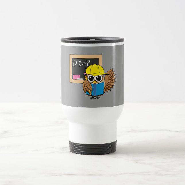 Niedlich School Student Owl Cartoon Reisebecher (Mittel)
