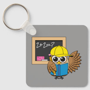 Niedlich School Student Owl Cartoon Schlüsselanhänger