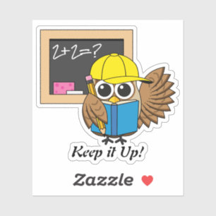 Niedlich School Student Owl Cartoon   Text hinzufü Aufkleber