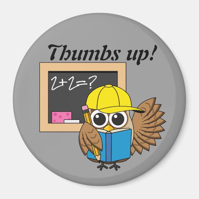 Niedlich School Student Owl Cartoon | Text hinzufü Magnet (Vorne)