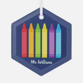 Niedlich School Teacher Crayon Personalisiert Weih Ornament Aus Glas