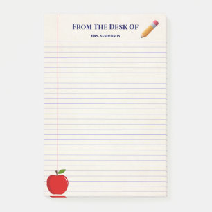 Niedlich School Teacher Name Apple Pencil Linken Post-it Klebezettel