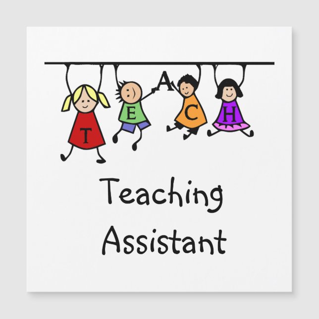 Niedlich School Teaching Assistant with Kids Carto Magnetkarte (Vorderseite)