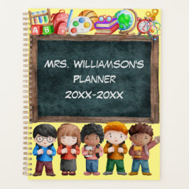 Niedlich School Watercolor Chalkboard Text Teacher Planer