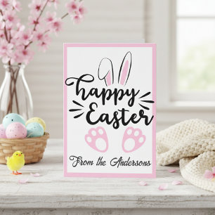 Niedlich Schwarz und Rosa Bunny Happy Oaster Custo Feiertagskarte