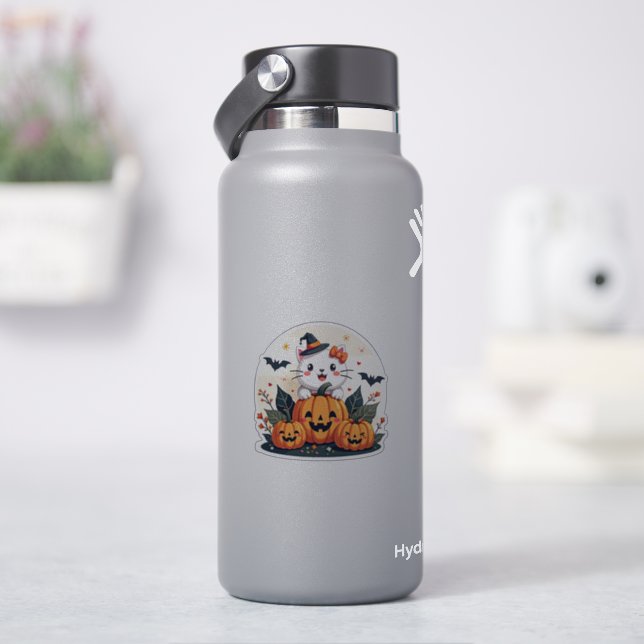 Niedlich Schwarz und Weiß Kitten - Spooky Sticker (HydroFlask)