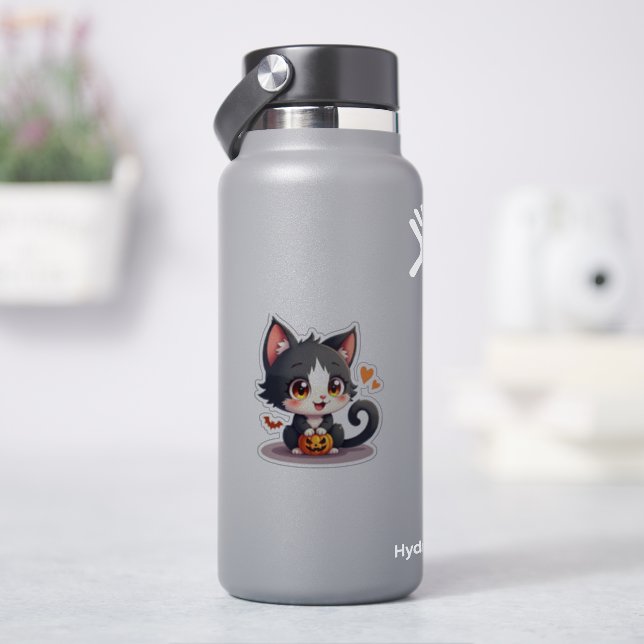 Niedlich Schwarz und Weiß Kitten - Spooky Sticker (HydroFlask)