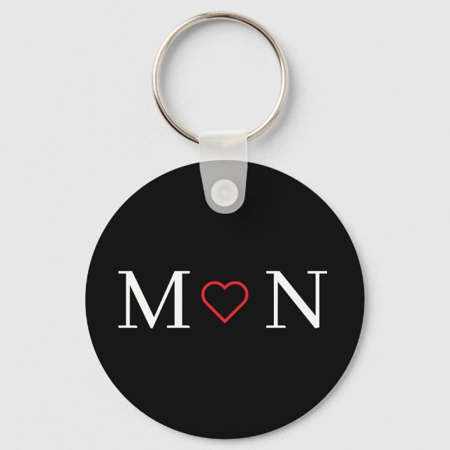 Niedlich Schwarz und Weiß Mit Monogramm Schlüsselanhänger (Vorderseite)
