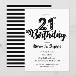 Niedlich Schwarz-Weiß-Einladungen zum 21. Geburtst