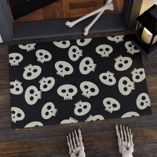 Niedlich Schwarz-Weiß-Halloween-Skulls-Doormat Fußmatte