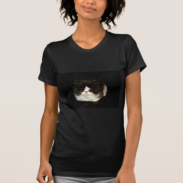 Niedlich Schwarz-Weiß-Kitten T-Shirt (Vorderseite)